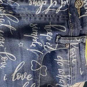 Copper flash Distressed Denim with Cursive